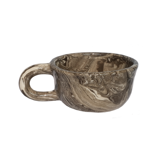 Pollygarden | Dark Brown Marble Latte Mug