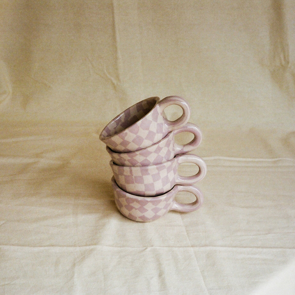 Pollygarden | Check Lavender Latte Mug