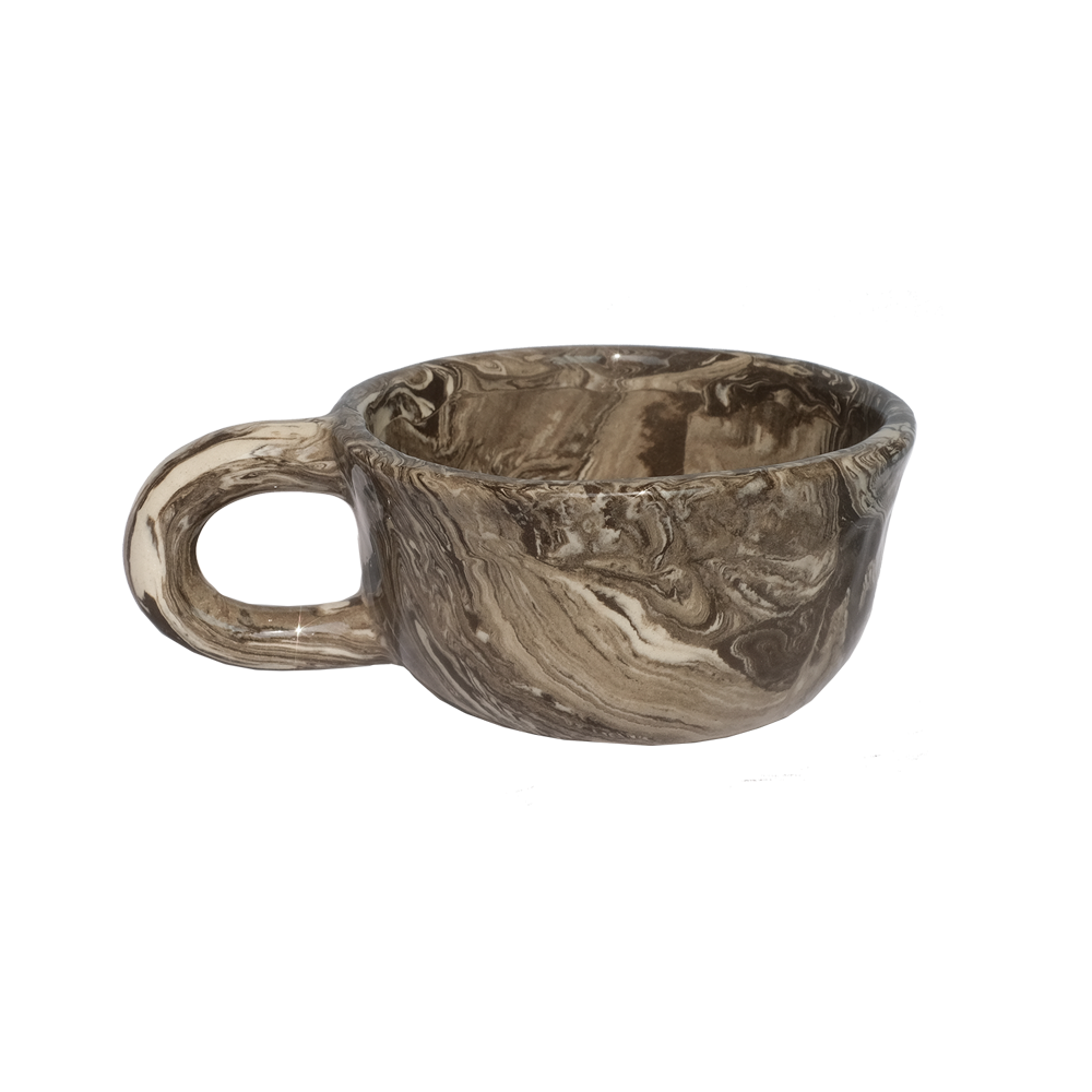 Pollygarden | Dark Brown Marble Latte Mug