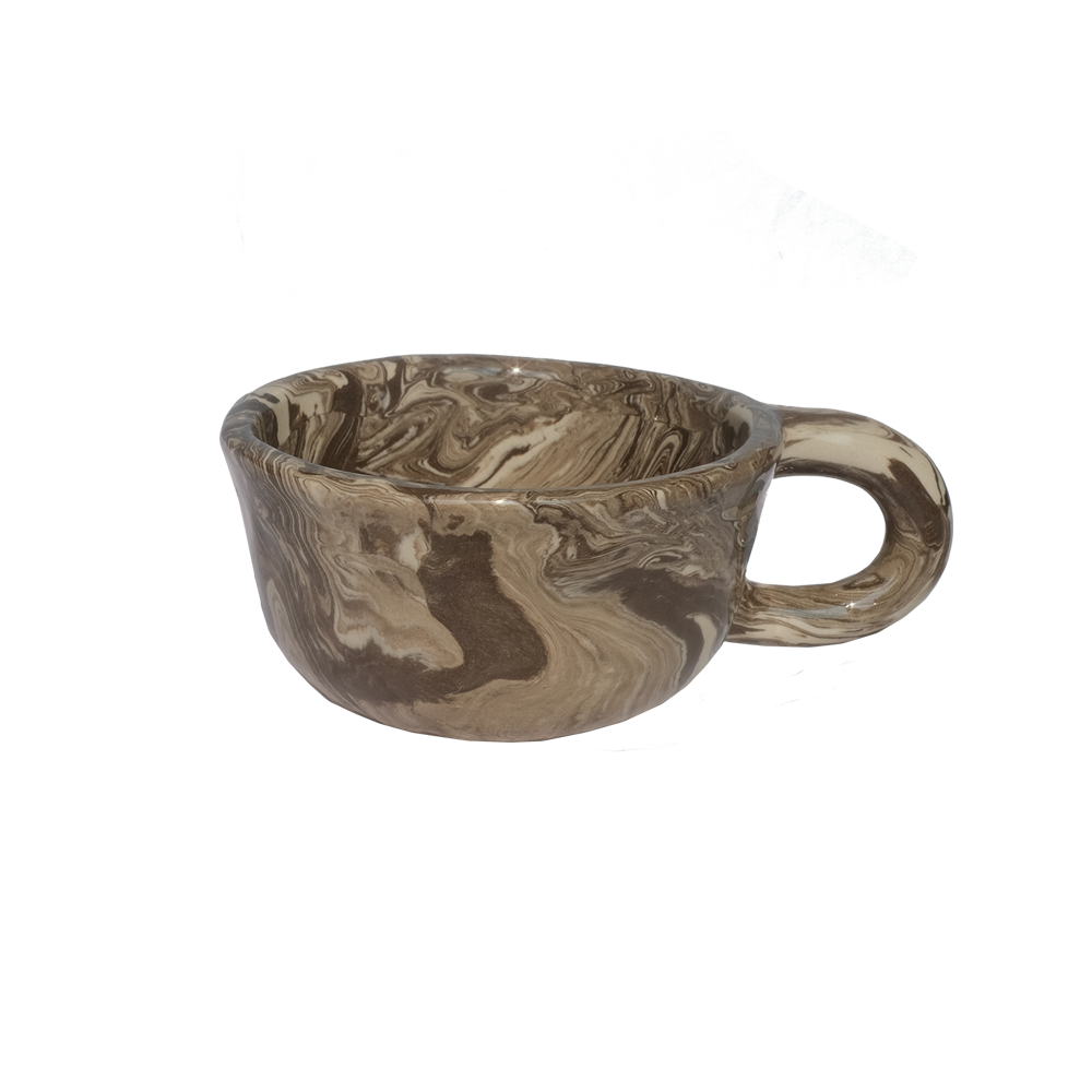 Pollygarden | Dark Brown Marble Latte Mug